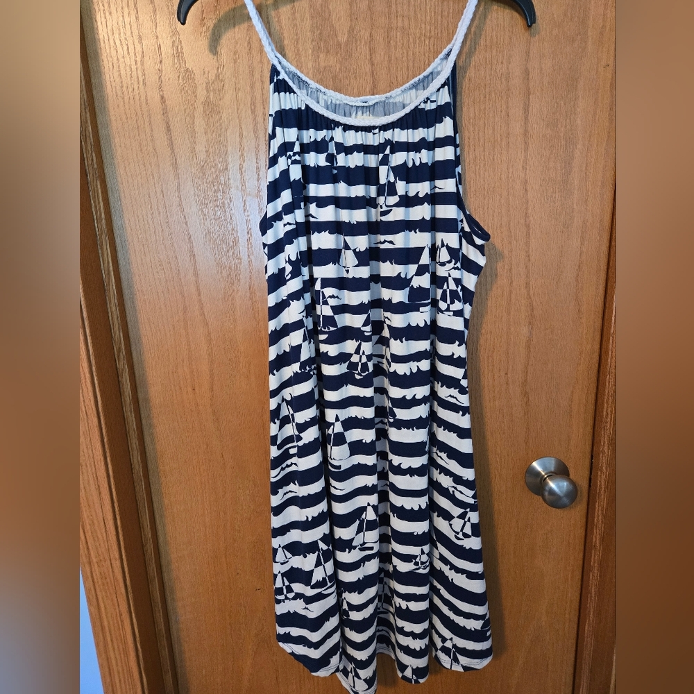 Indigo Soul Navy and White Striped Nautical Swim Cover Up